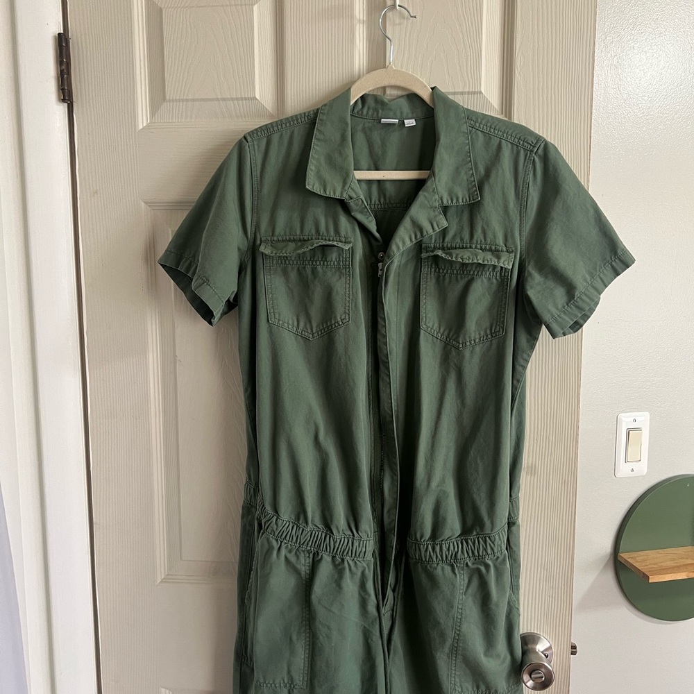Maternity Green Short Sleeve Jumpsuit